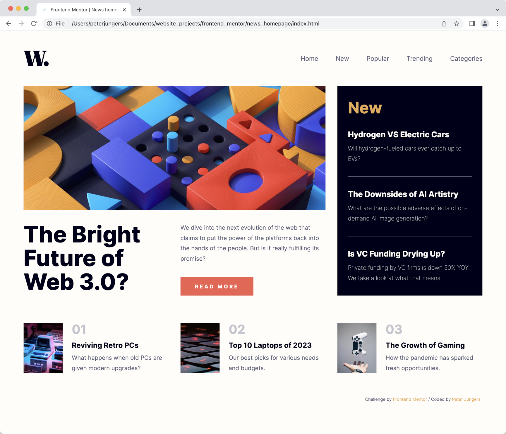 News homepage, desktop viewport.