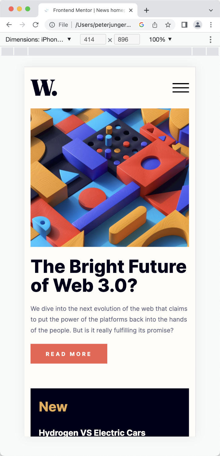 News homepage, mobile viewport.