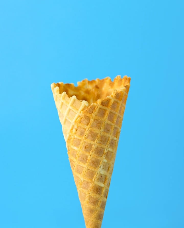 An ice cream waffle cone.