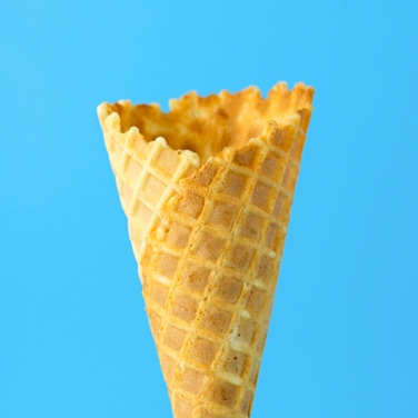 An ice cream waffle cone.